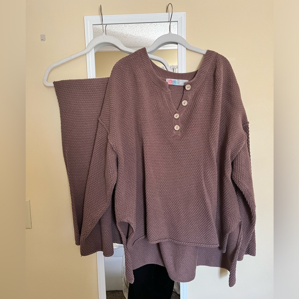 SOLD Crosspost: free people hailee sweater set in cocoa brown color